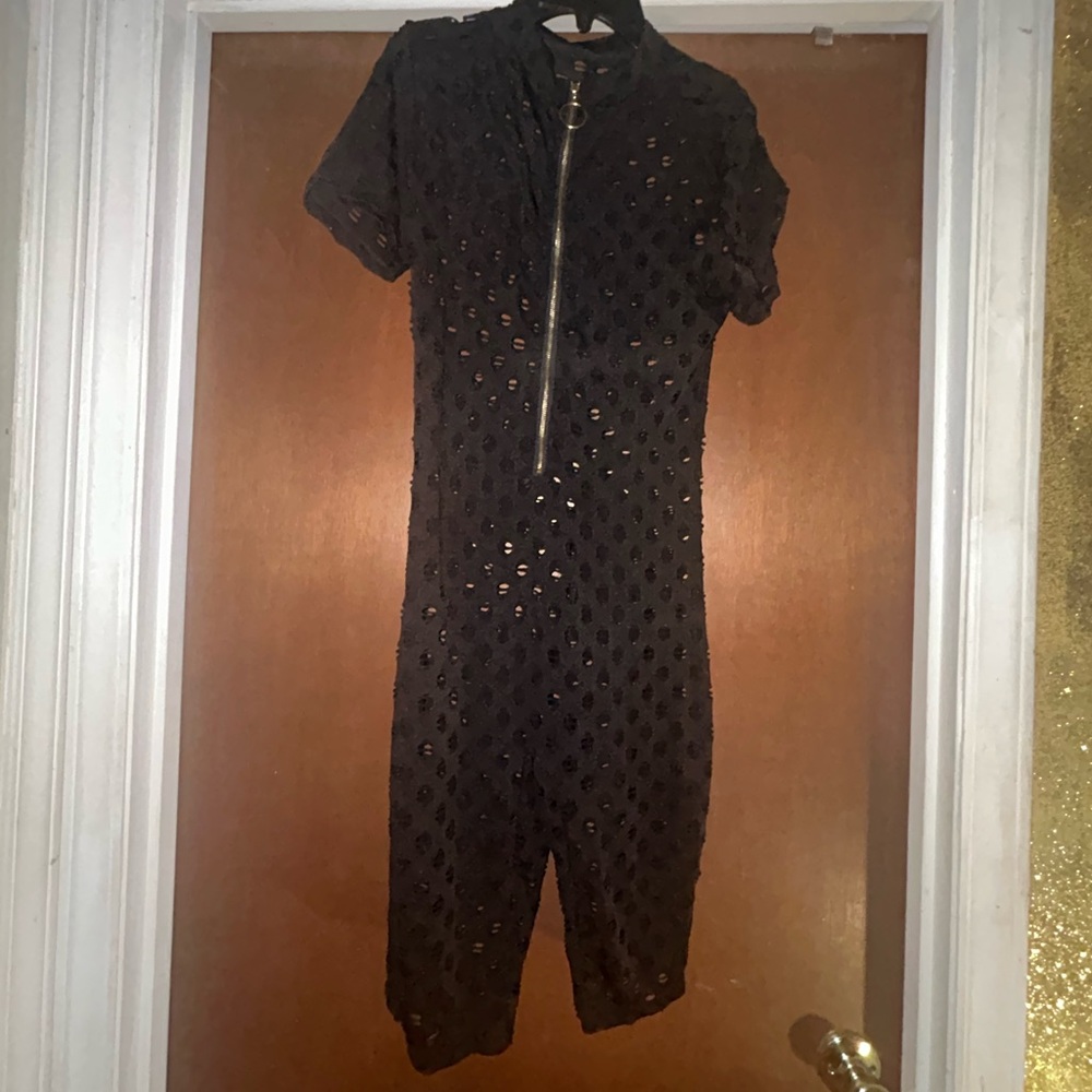 Black see through Short Sleeve Jumpsuit